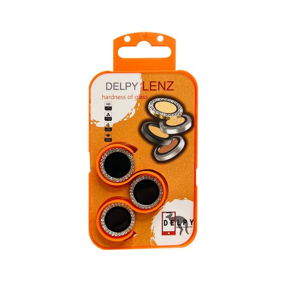 محافظ لنز دوربین دلپی مدل نگین دار مناسب برای گوشی موبایل اپل Iphone 14 Pro