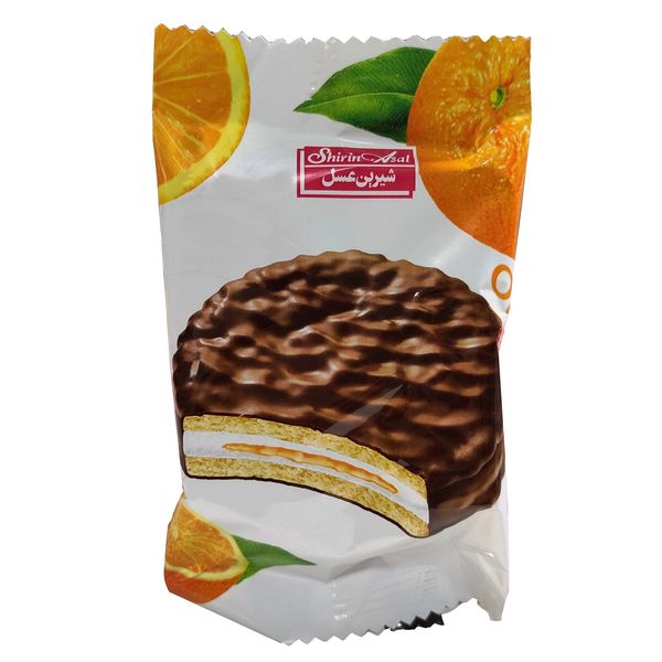 بیسکویت روکش دار شکلاتی با طعم پرتقال شیرین عسل - 22گرم بسته 60 عددی