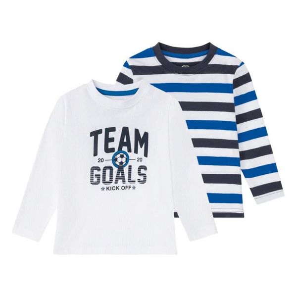 تی شرت آستین بلند پسرانه لوپیلو مدل Team Goals مجموعه دو عددی