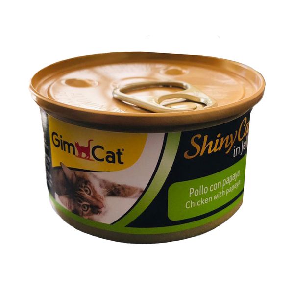 کنسرو غذای گربه جیم کت مدل chicken &amp; papaya وزن 70 گرم