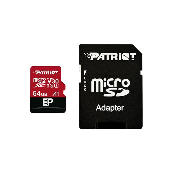 کارت حافظه microSDXC پتریوت مدل EP کلاس 10 استاندارد UHS-I U3-V30 سرعت 90MBpsظرفیت 64 گیگابایت به همراه آداپتورSD