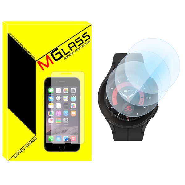محافظ صفحه نمایش شیشه‌ای ام‌گلس مدل Glass-MG مناسب برای ساعت هوشمند سامسونگ Galaxy Watch 5 Pro بسته سه عددی