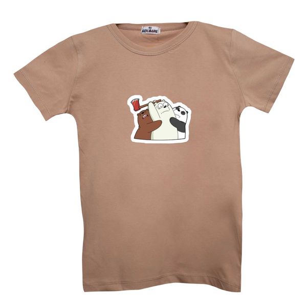 تی شرت آستین کوتاه بچگانه مدل خرس های کله فندقی رنگ کرم