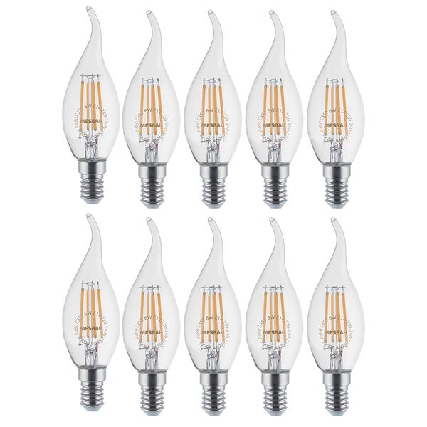 لامپ ال ای دی فیلامنتی 6 وات مصباح مدل اشکی کد C35T پایه E14 بسته 10 عددی