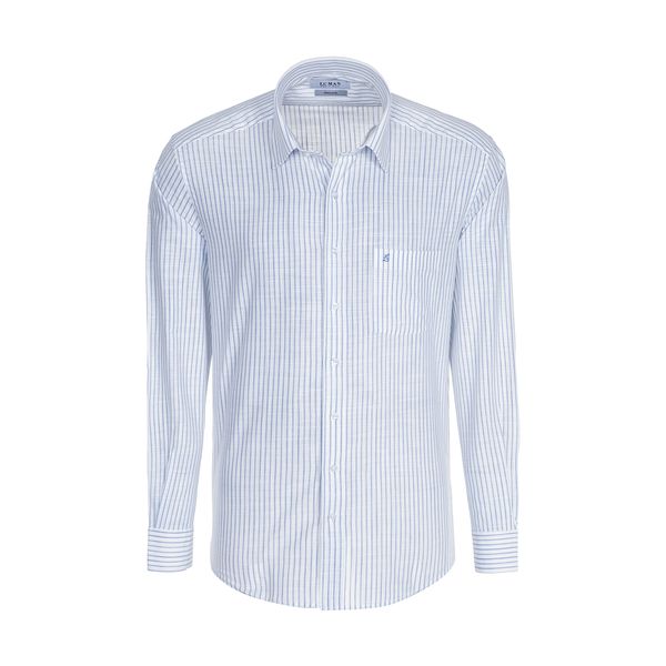پیراهن آستین بلند مردانه ال سی من مدل 02181291-blue 181