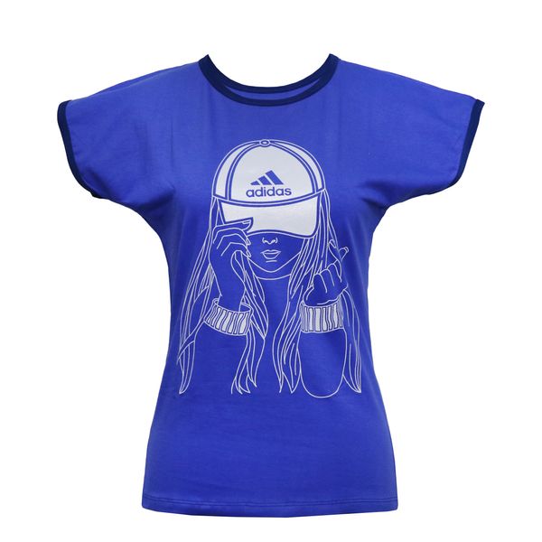 تی شرت زنانه مدل Girl Hat رنگ آبی 