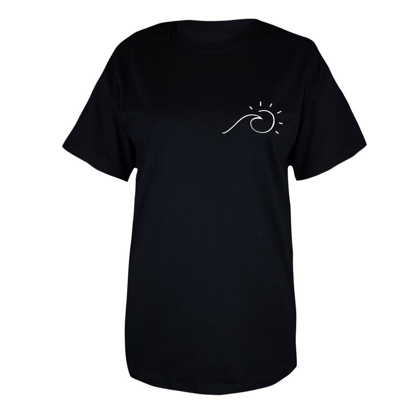 تی شرت لانگ زنانه مدل موج و خورشید مینیمال