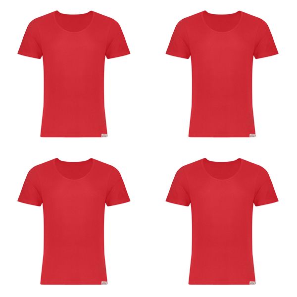 زیرپوش آستین دار مردانه برهان تن پوش مدل 2-02  رنگ قرمز بسته 4 عددی