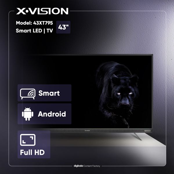 تلویزیون ال ای دی هوشمند ایکس ویژن مدل 43XT795 سایز 43 اینچ