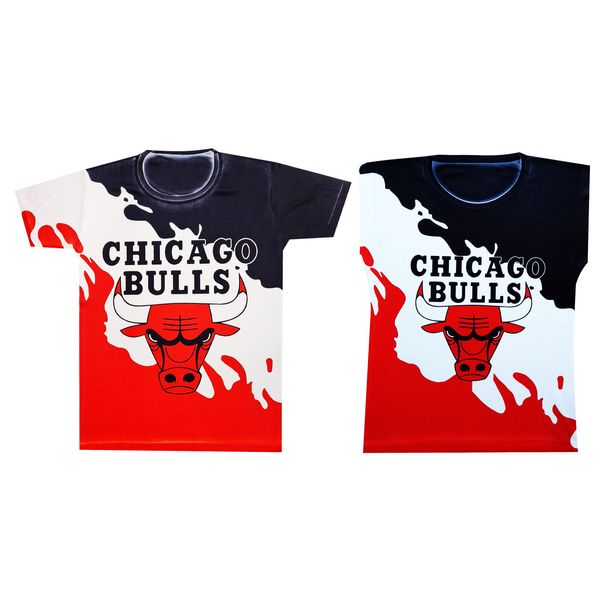 ست تی شرت و تاپ ورزشی پسرانه طرح CHICAGO BULLS کد CH01 مجموعه 2 عددی
