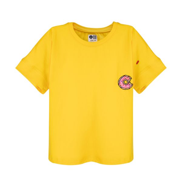 تی شرت آستین کوتاه زنانه مادر مدل دونات رنگ زرد