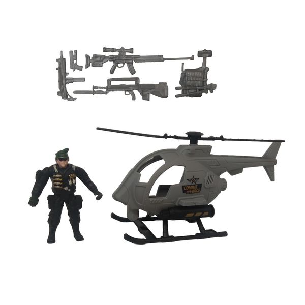 اسباب بازی جنگی مدل هلیکوپتر طرح خلبان کد GH180 مجموعه 7 عددی