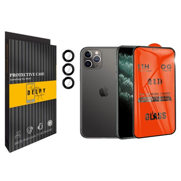 محافظ لنز دوربین دلپی مدل Gorilla مناسب برای گوشی موبایل اپل Iphone 11 Pro Max به همراه محافظ صفحه نمایش