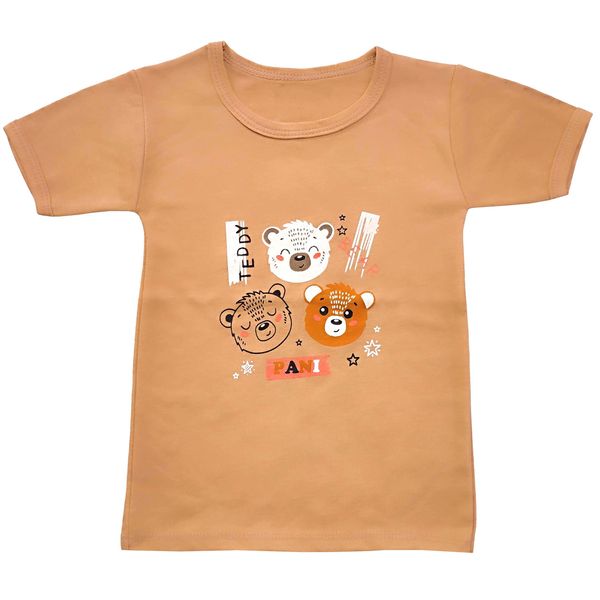 ست تی شرت و شلوارک پسرانه مدل کله خرس کد 3936 رنگ نسکافه ای