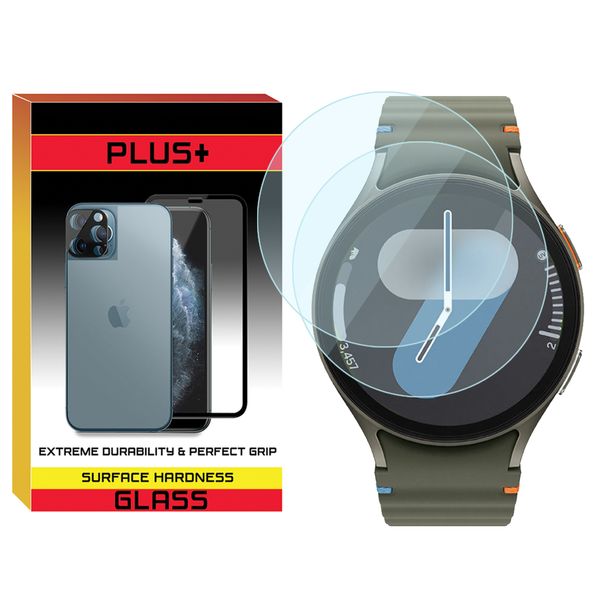 محافظ صفحه نمایش شیشه‌ای پلاس مدل Glass-PL مناسب برای ساعت هوشمند سامسونگ Galaxy Watch 7 40mm بسته دو عددی