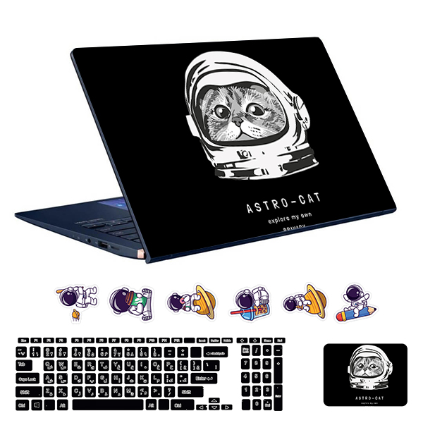 استیکر لپ تاپ توییجین و موییجین طرح astronaut کد 34 مناسب برای لپ تاپ 15.6 اینچ به همراه برچسب حروف فارسی کیبورد