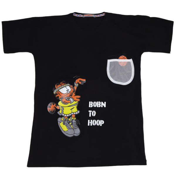 تی شرت لانگ آستین کوتاه دخترانه مدل Garfield 01
