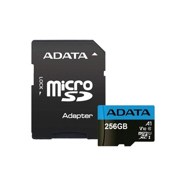 کارت حافظه‌ micro SDXC ای دیتا مدل Premier کلاس 10 استاندارد UHS-I U1 سرعت 80MBps ظرفیت 256 گیگابایت به همراه آداپتور SD