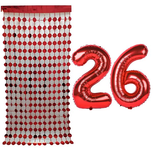 بادکنک فویلی مستر تم طرح عدد 26 به همراه ریسه تزئینی بسته 3 عددی