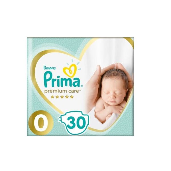 پوشک بچه پریما مدل premium care سایز 0 بسته 30 عددی