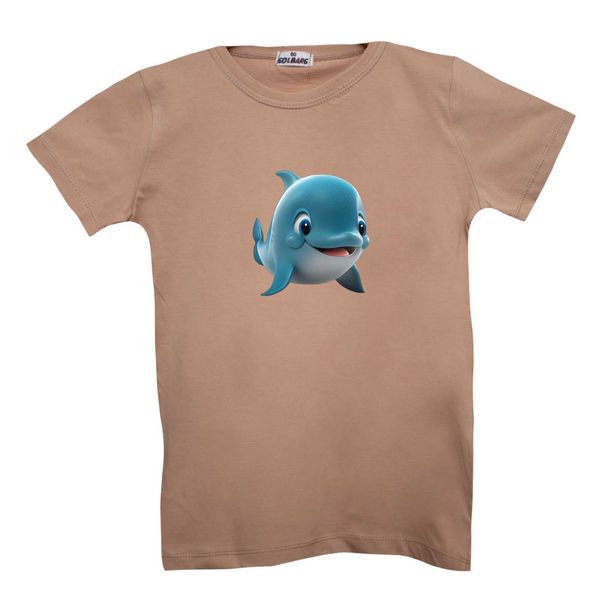 تی شرت آستین کوتاه بچگانه مدل دلفین رنگ کرم