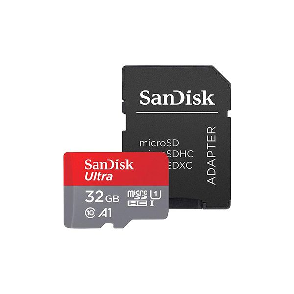 کارت حافظه microSDHC سن دیسک مدل Ultra A1 کلاس 10 استاندارد UHS-I سرعت 98MBps ظرفیت 32 گیگابایت به همراه آدابتور sd