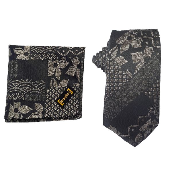ست کراوات و دستمال جیب مردانه براکت مدل SP203