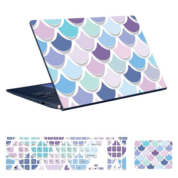 استیکر لپ تاپ توییجین و موییجین طرح colors کد 84 مناسب برای لپ تاپ 15.6 اینچ به همراه برچسب حروف فارسی کیبورد