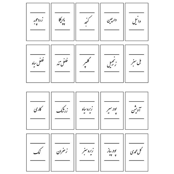 برچسب مدل نظم دهنده ادویه آشپزخانه طرح nast2.5134 کد 012 مجموعه 20 عددی