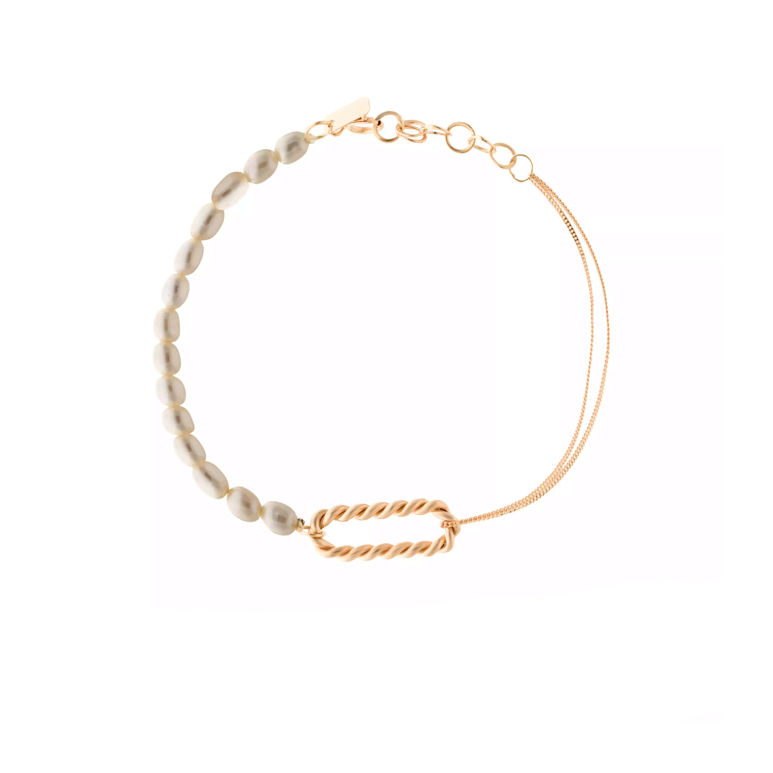 دستبند طلا 18 عیار زنانه روبی آرت گالری مدل مروارید