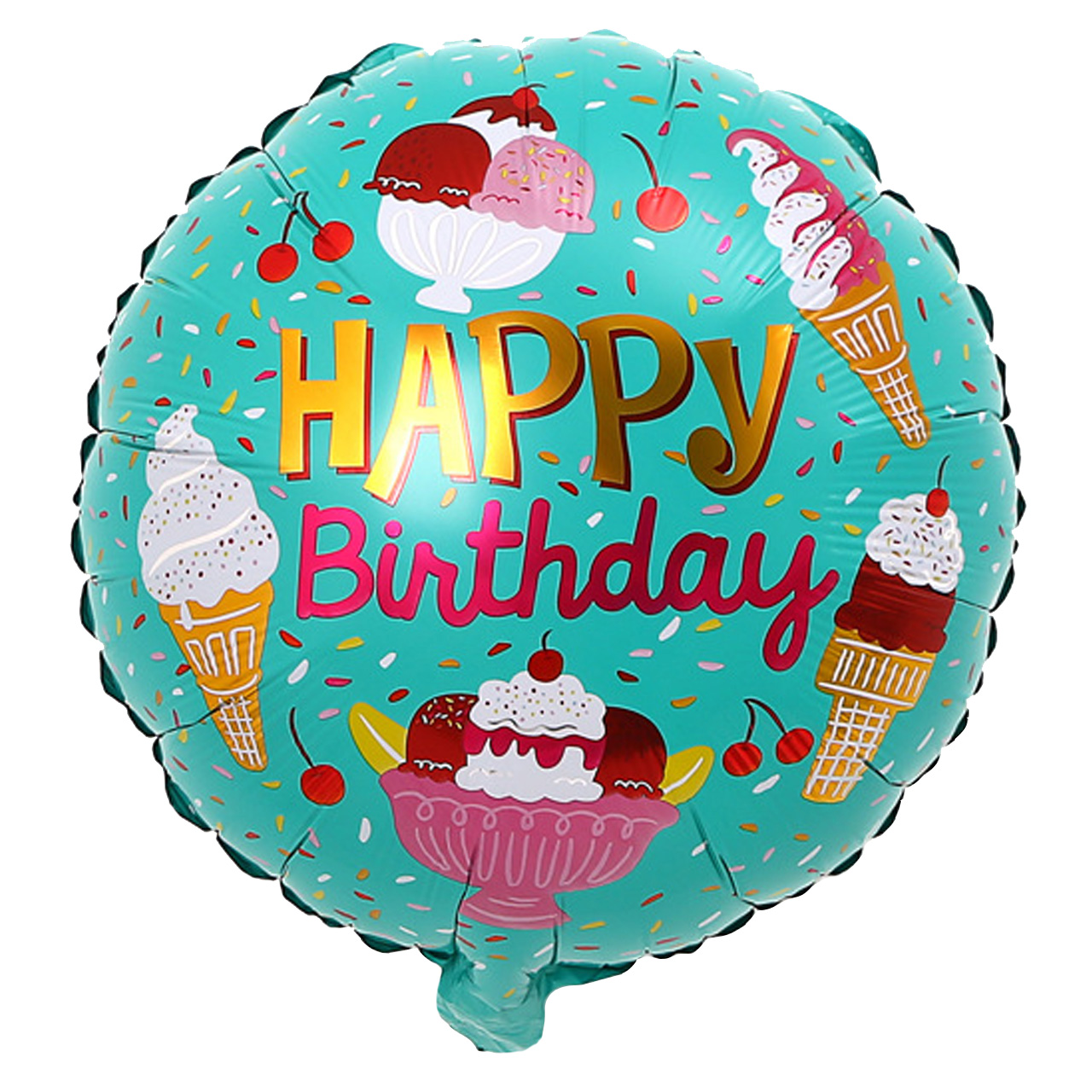  بادکنک فویلی لاکی بالونز طرح بستنی مدل Happy Birthday گرد دو رو کد 1100
