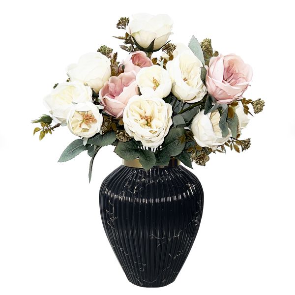 گلدان به همراه گل مصنوعی مدل پیونی کد 9080456