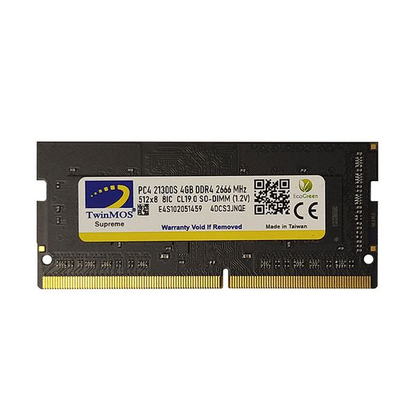 رم لپ تاپ DDR4 تک کاناله 2666 مگاهرتز CL19 تواینموس مدل E4S102051459 ظرفیت 4 گیگابایت