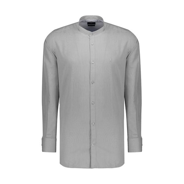 پیراهن آستین بلند مردانه ایکات مدل PST1151780 رنگ طوسی روشن