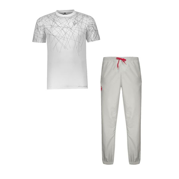 ست تی شرت و شلوار ورزشی مردانه مکرون مدل پاتریک رم رنگ سفید