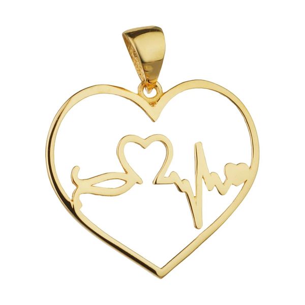 آویز گردنبند طلا 18 عیار زنانه مدل قلب و ضربان قلب کد S2083