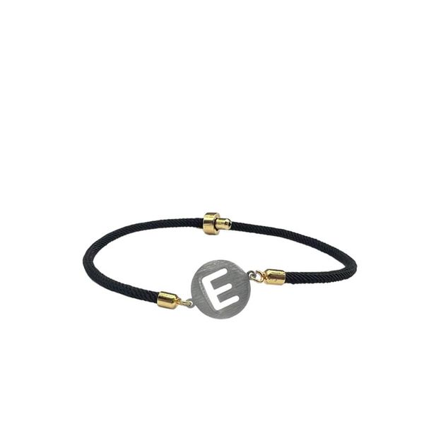 دستبند نقره طرح حرف E مدل تو خالی
