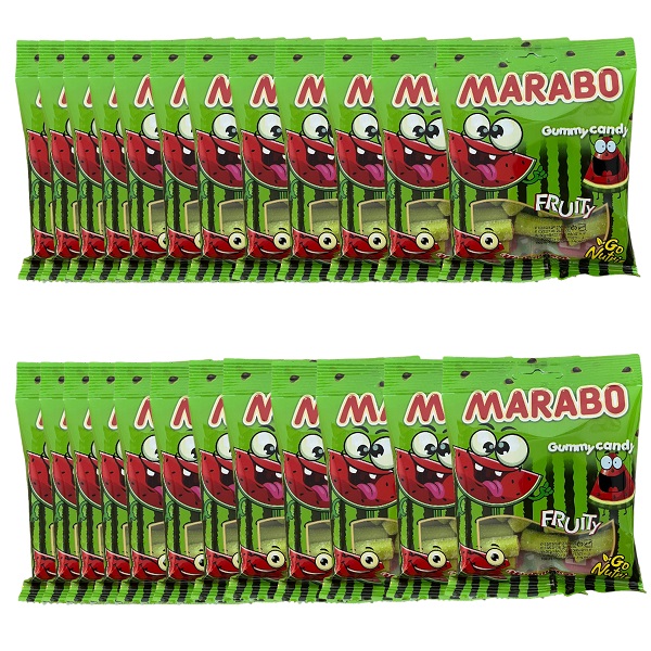 پاستیل لقمه ای هندوانه مارابو - 50 گرم بسته 24 عددی