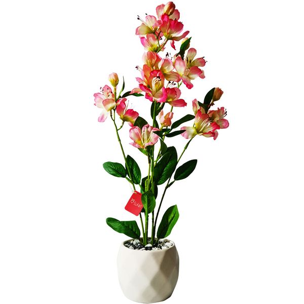 گلدان به همراه گل مصنوعی تولیپ مدل آلسترومریا کد 01