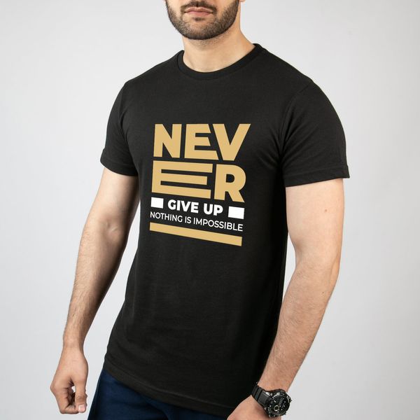 تی شرت آستین کوتاه مردانه مدل Never Give Up کد T034