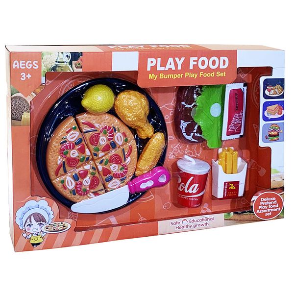 ست اسباب بازی فست فود مدل سینی پیتزا طرح استیک کد 3-2010