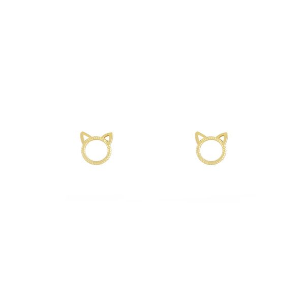 گوشواره طلا 18 عیار زنانه طلا و جواهر درریس مدل گربه 