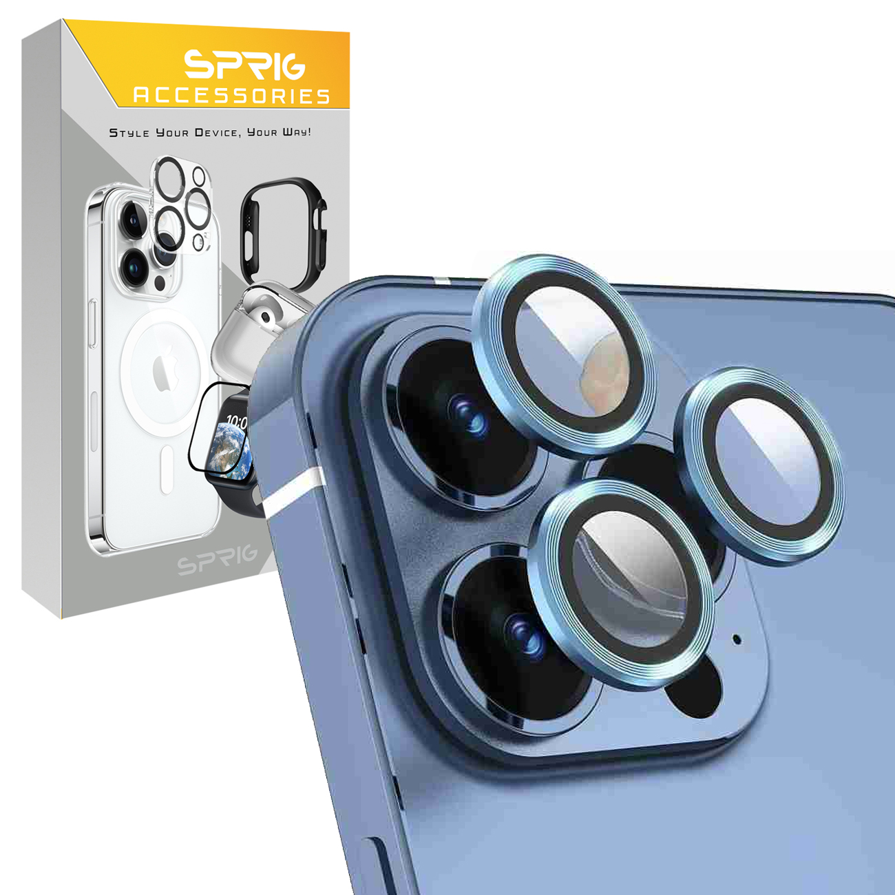 محافظ لنز دوربین اسپریگ مدل Metal-Ring مناسب برای گوشی موبایل اپل iPhone 12 Pro