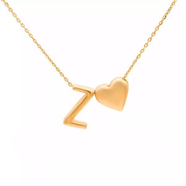 گردنبند طلا 18 عیار زنانه گالری روبی مدل حروف z و قلب