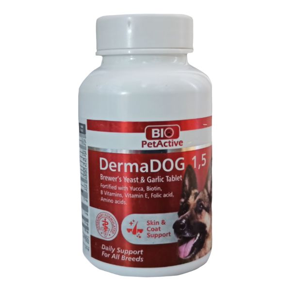 قرص مکمل غذایی سگ بایوپت اکتیو مدل Dermadog_1/5 وزن 75 گرم بسته 50 عددی