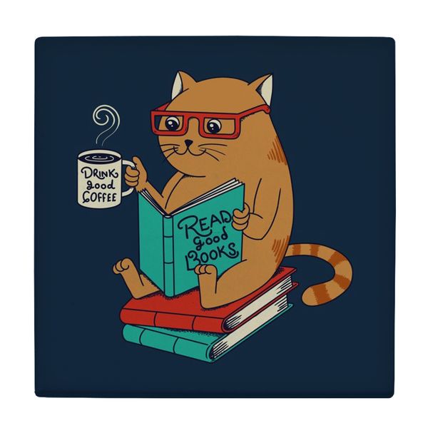  کاشی کارنیلا طرح گربه کتابخوان کد wkk5158 