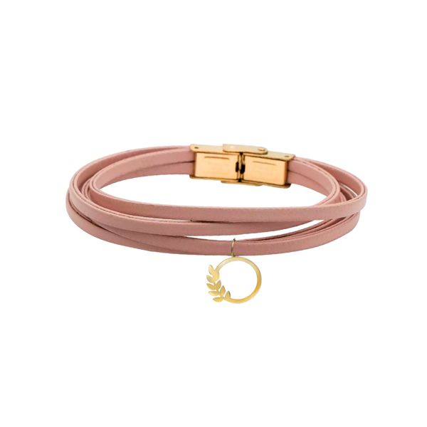 دستبند طلا 18 عیار زنانه گالری روبی مدل حلقه برگ زیتون
