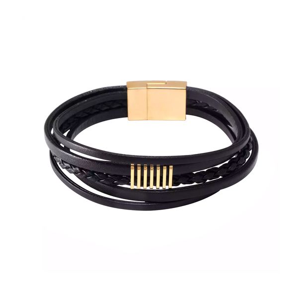 دستبند طلا 18 عیار مردانه گالری روبی مدل خطوط موازی