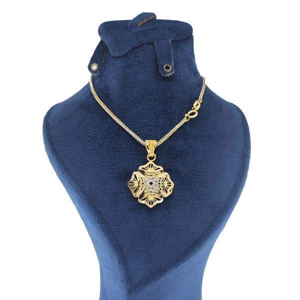 گردنبند طلا 18 عیار زنانه طلا و جواهرسازی افرا مدل گل 181218