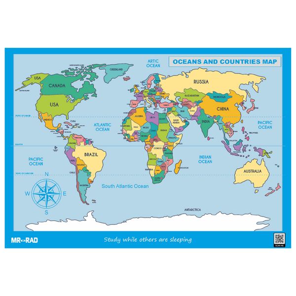 پوستر آموزشی مستر راد طرح نقشه اقیانوس ها و کشورها مدل map10070